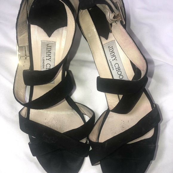 Jimmy Choo Lottie Black Heels Open Toe Size 39.5 - Picture 4 of 10